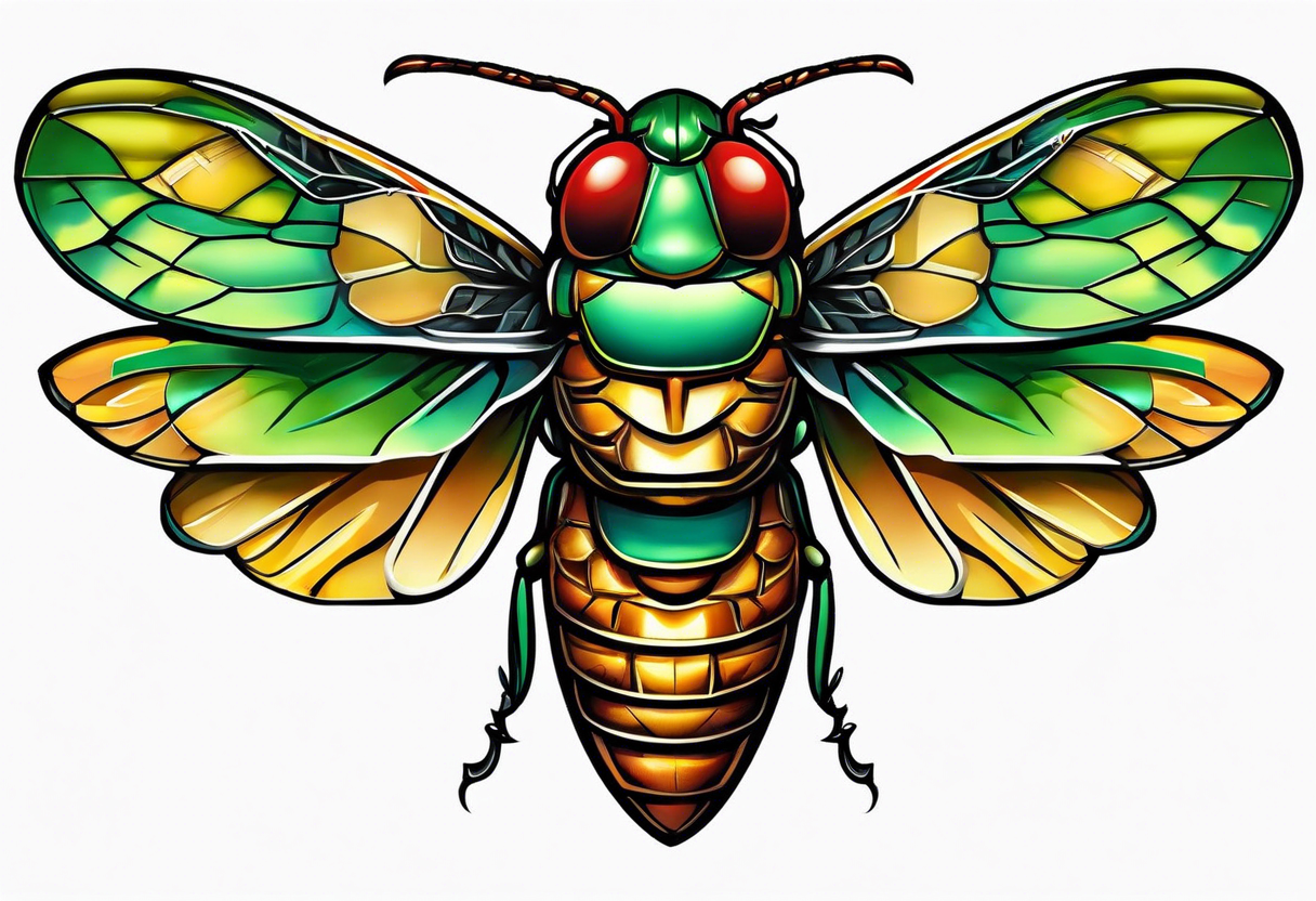 Neotraditional cicada tattoo idea