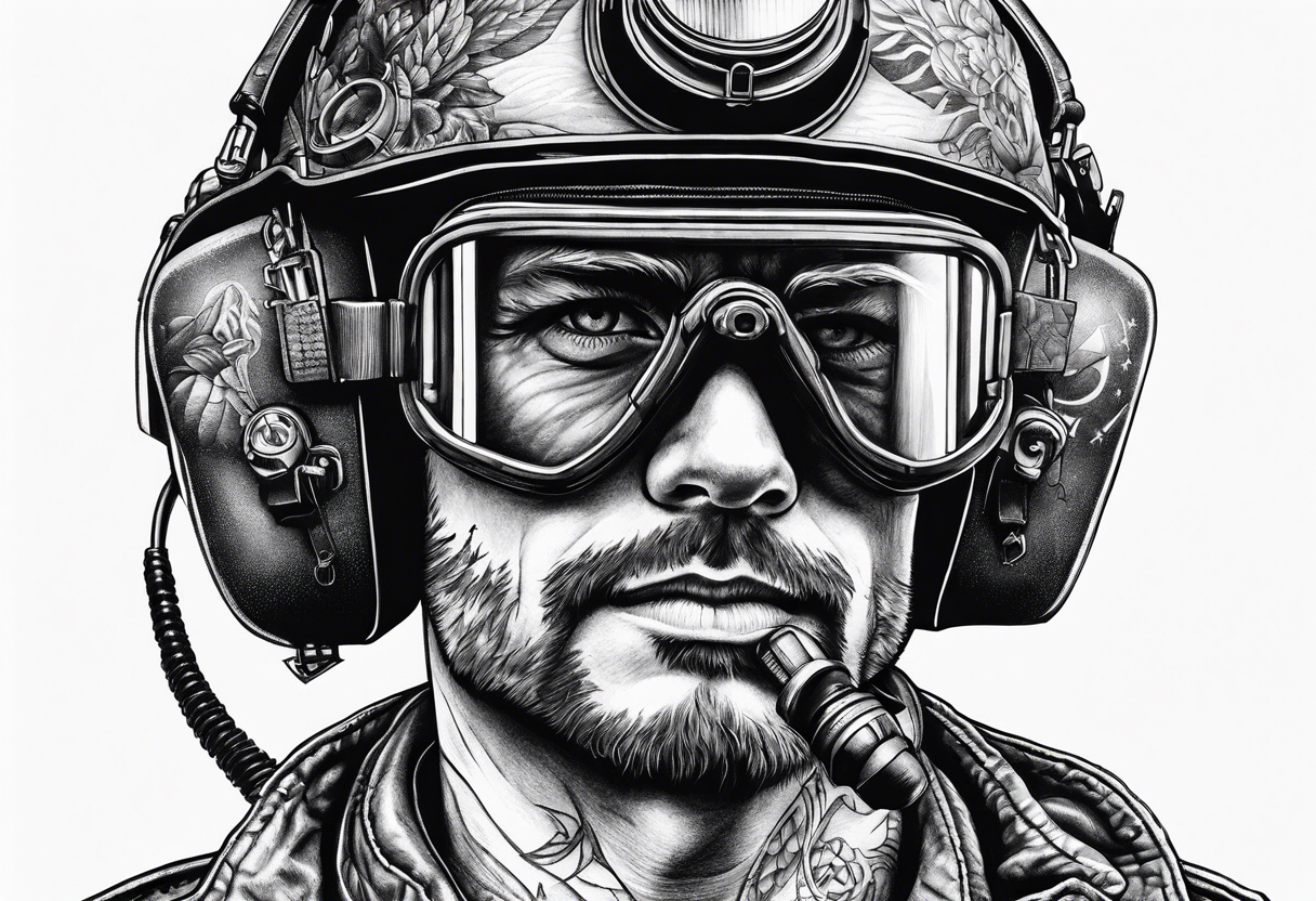 a helicopter pilot wearing night vision goggles tattoo idea