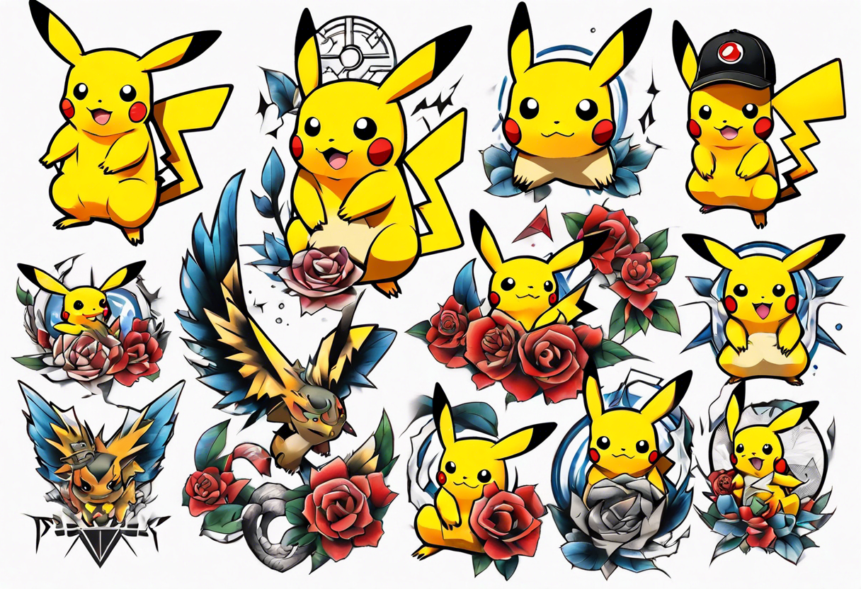 Pokémon Cartoon Anime Pikachu Tattoo Stickers Children's Temporary Tattoos  Body Art Cosplay Party Toys for Kids