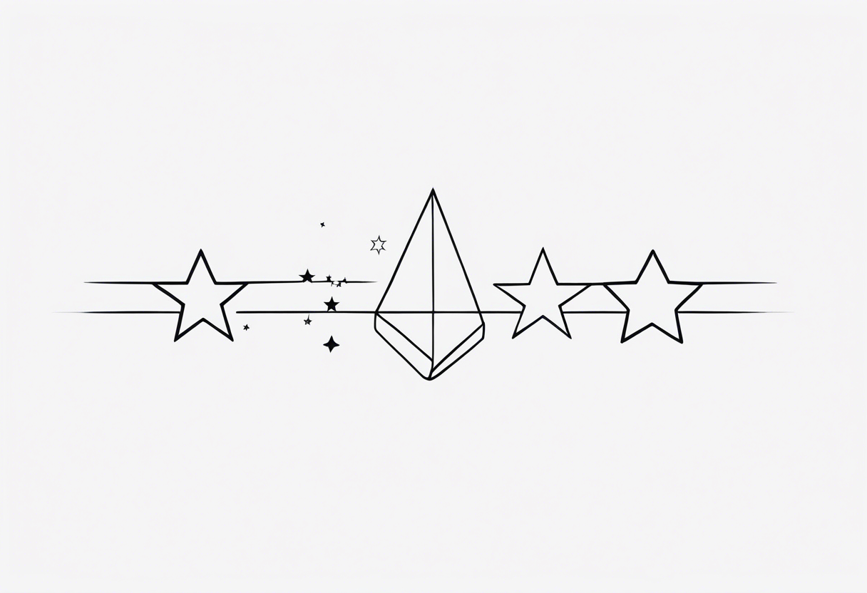 3 stars of different shapes united by a fine line, like a chain or a constellation tattoo idea