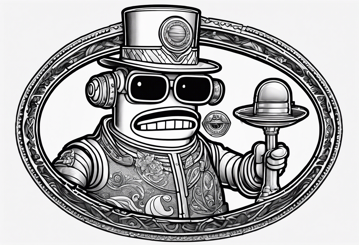 Bender from Futurama with a pimp jacket tattoo idea