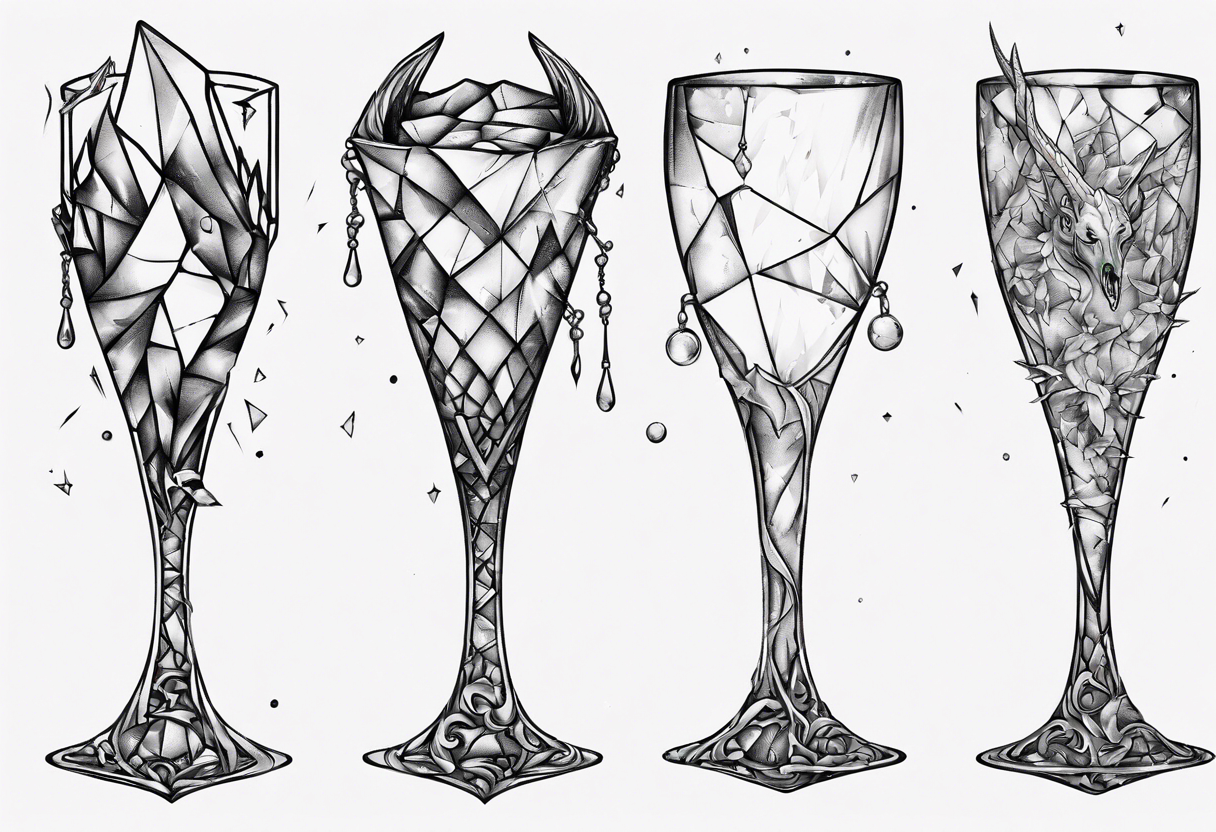 Surrealistic wine glass tattoo located on the wrist.