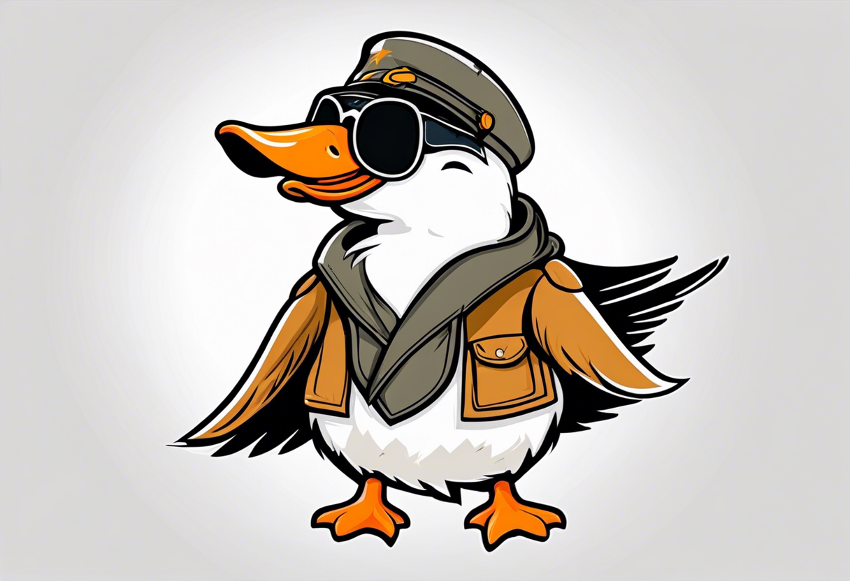 A silly goose dressed as an aviator tattoo idea