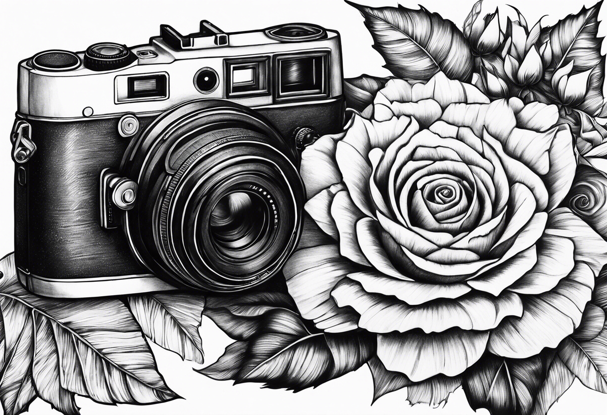 Tournesol,  rose flower, Camera, wave, palmier tattoo idea