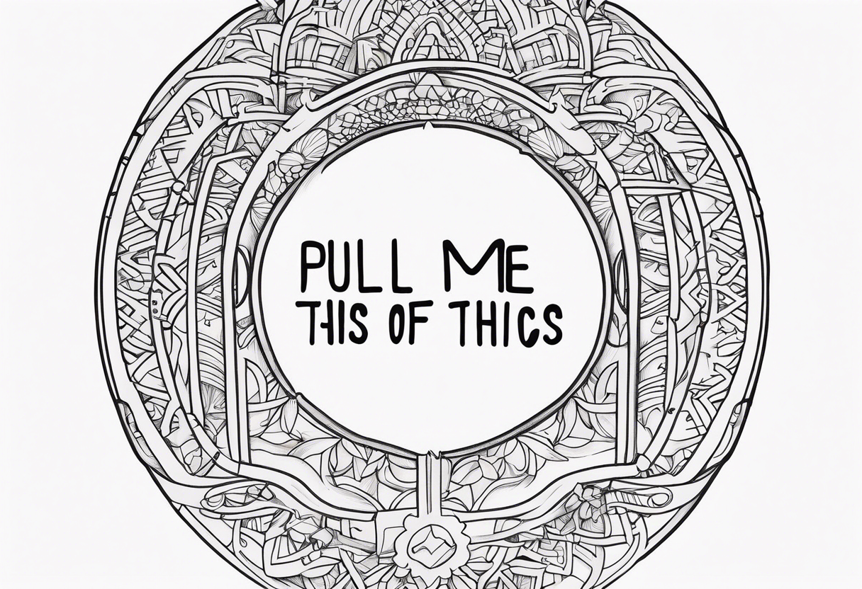 A horizontal fine line quote tattoo that says “pull me out of this” tattoo idea