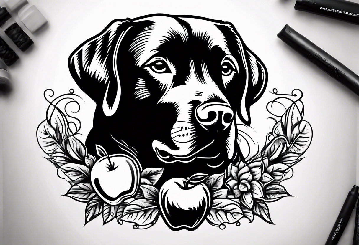 Teacher Apple and black Labrador tattoo idea