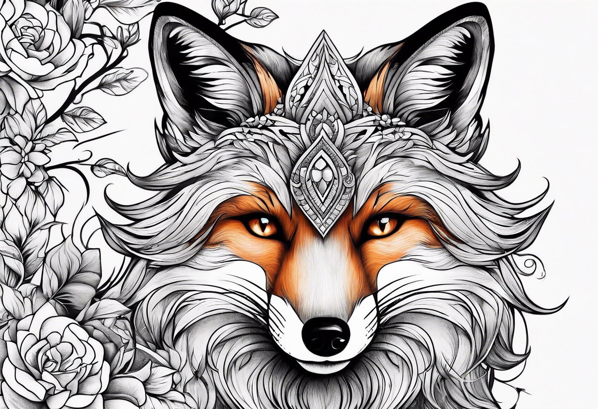 Alluring female fox tattoo idea