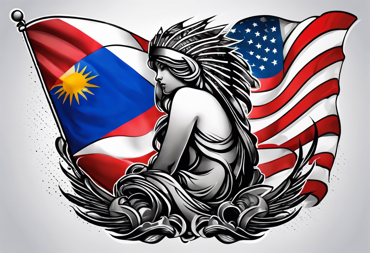 Tattoo design that incorporates the United States flag and the Philippines flag tattoo idea