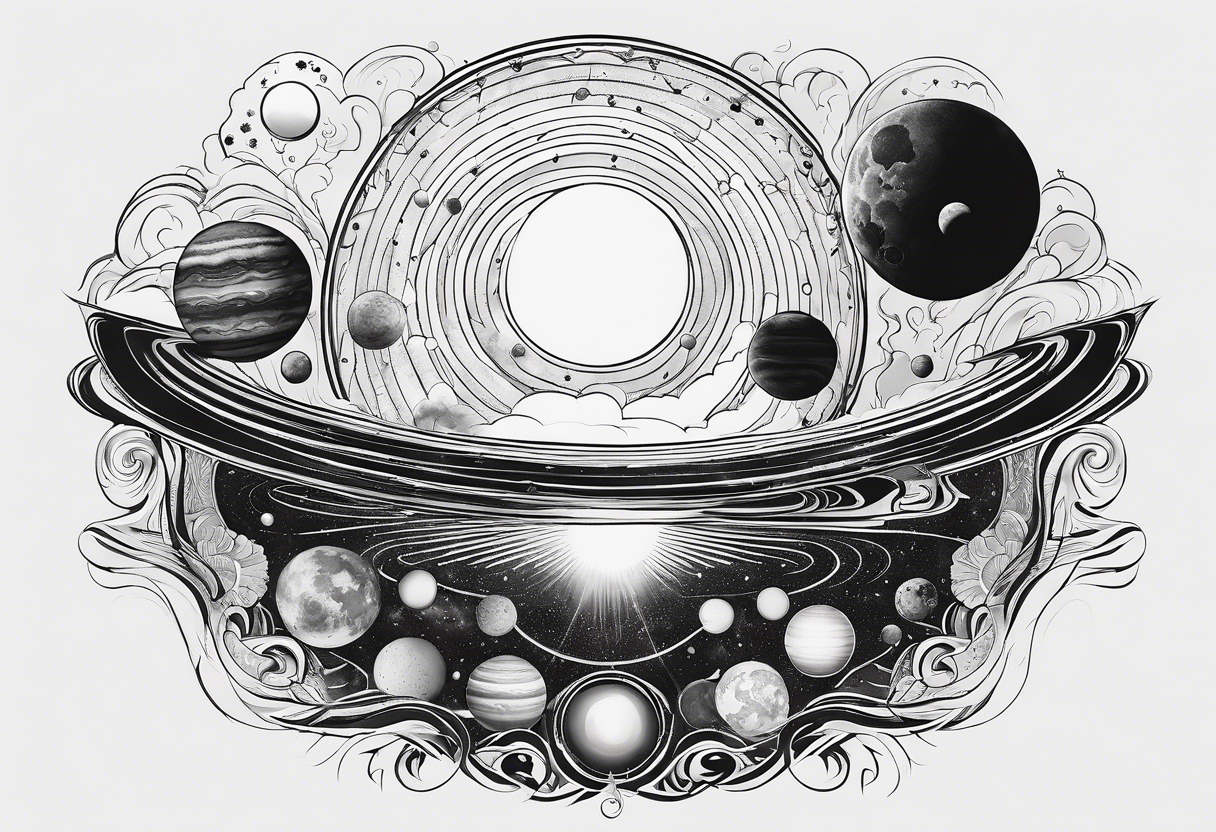 symbolist version of the solar system tattoo idea