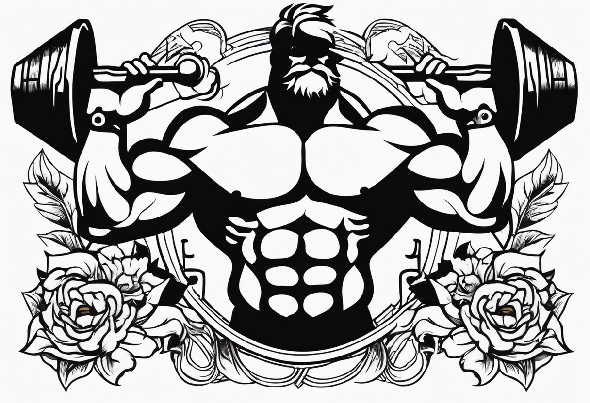 Simple design with elements linked to bodybuilding  travel and freedom , no people tattoo idea