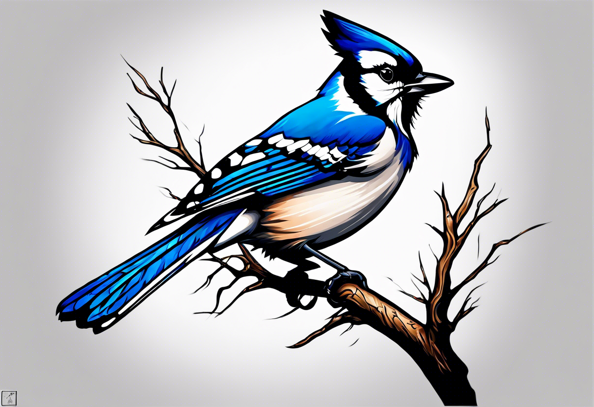 Blue Jay bird to remind me of my mom who passed away tattoo idea