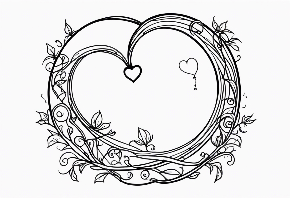 Crescent moon with a love heart inside with vines creeping down it tattoo idea