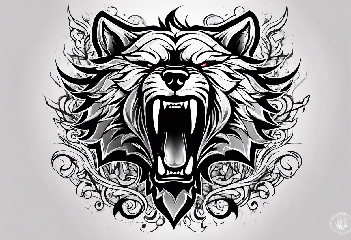 Angry wolfe tattoo idea