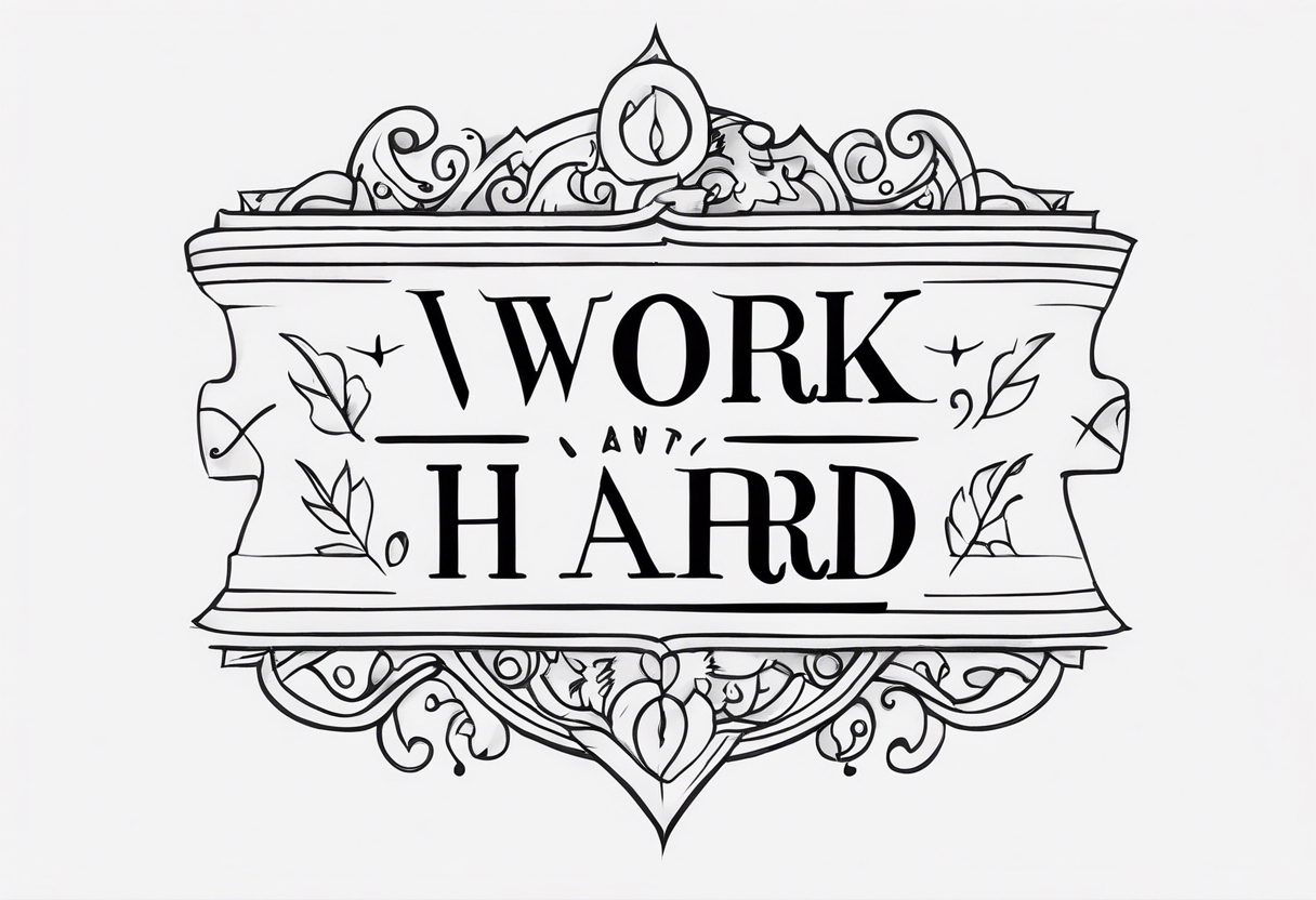 I want a painting style tattoo with the letters "work hard, play hard". tattoo idea