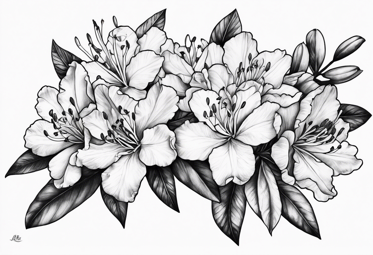 cluster of Azaleas on long branch tattoo idea