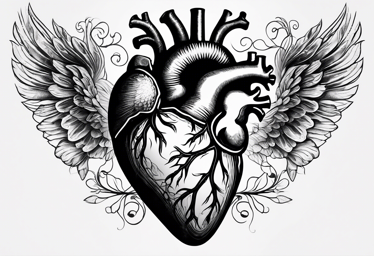 photograph of a human heart as you would see in a human body tattoo idea