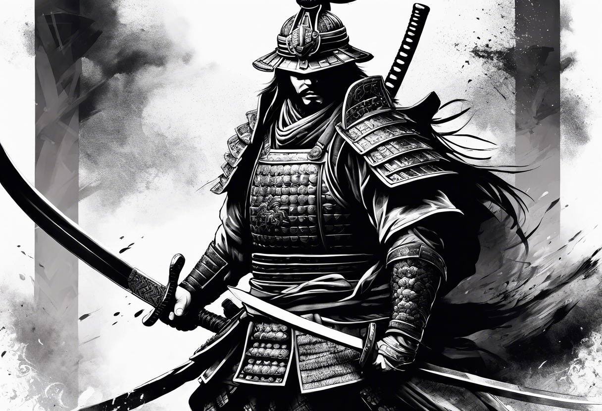 Samurai warrior, disciplined, adorned in battle gear, trained and ready for battle tattoo idea