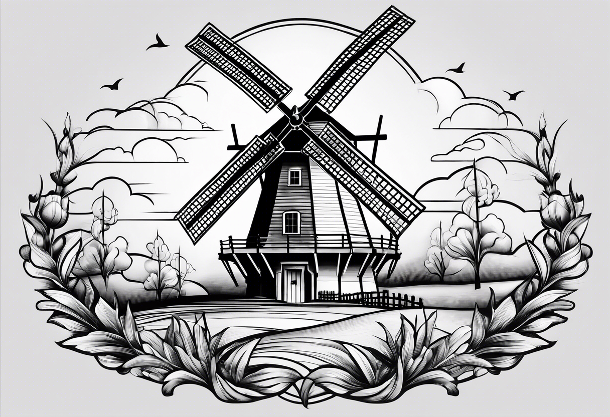 dutch windmill tattoo idea