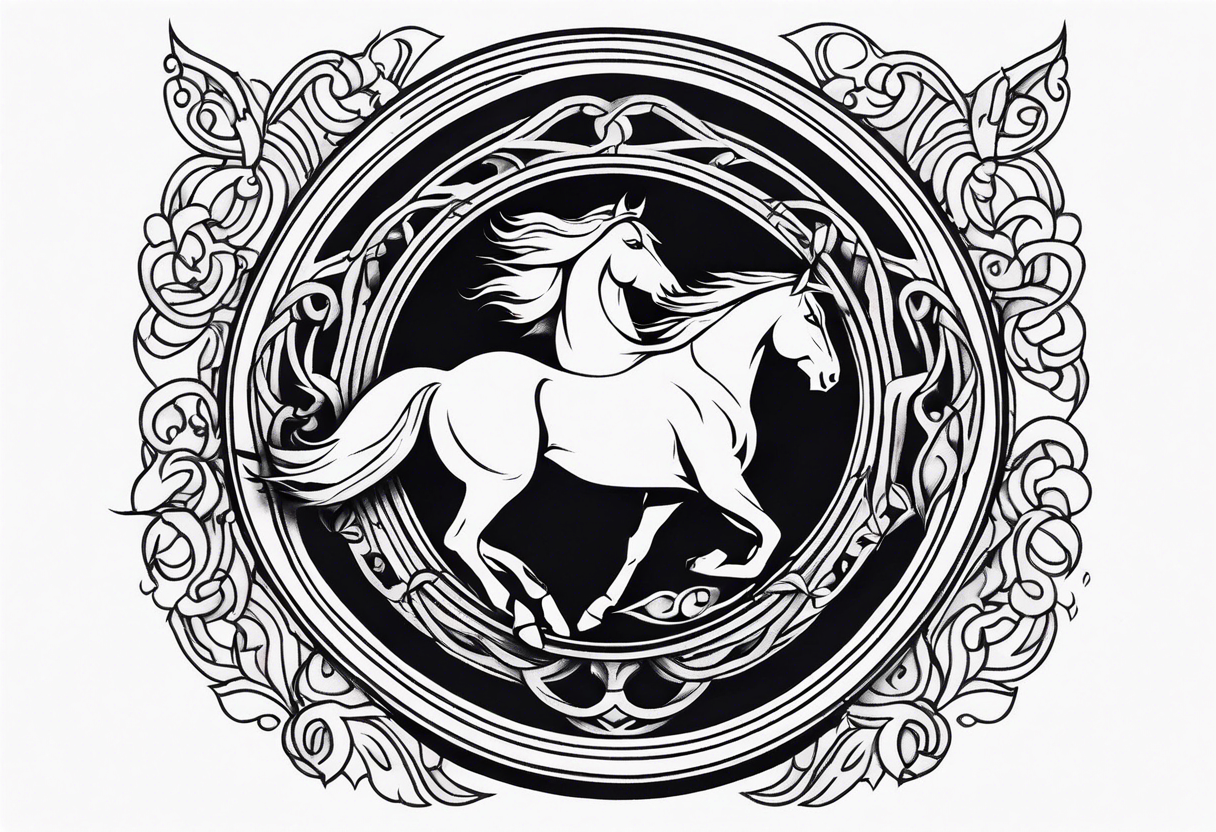 mustang reering in circle tattoo idea