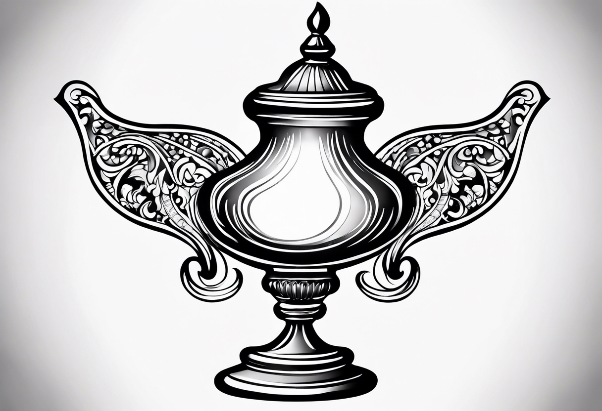 simple magic lamp tattoo idea