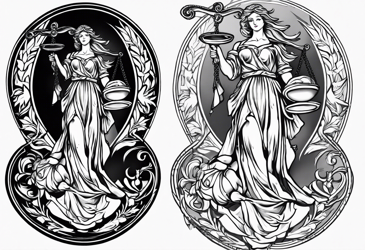 renaissance feel lady justice tattoo idea