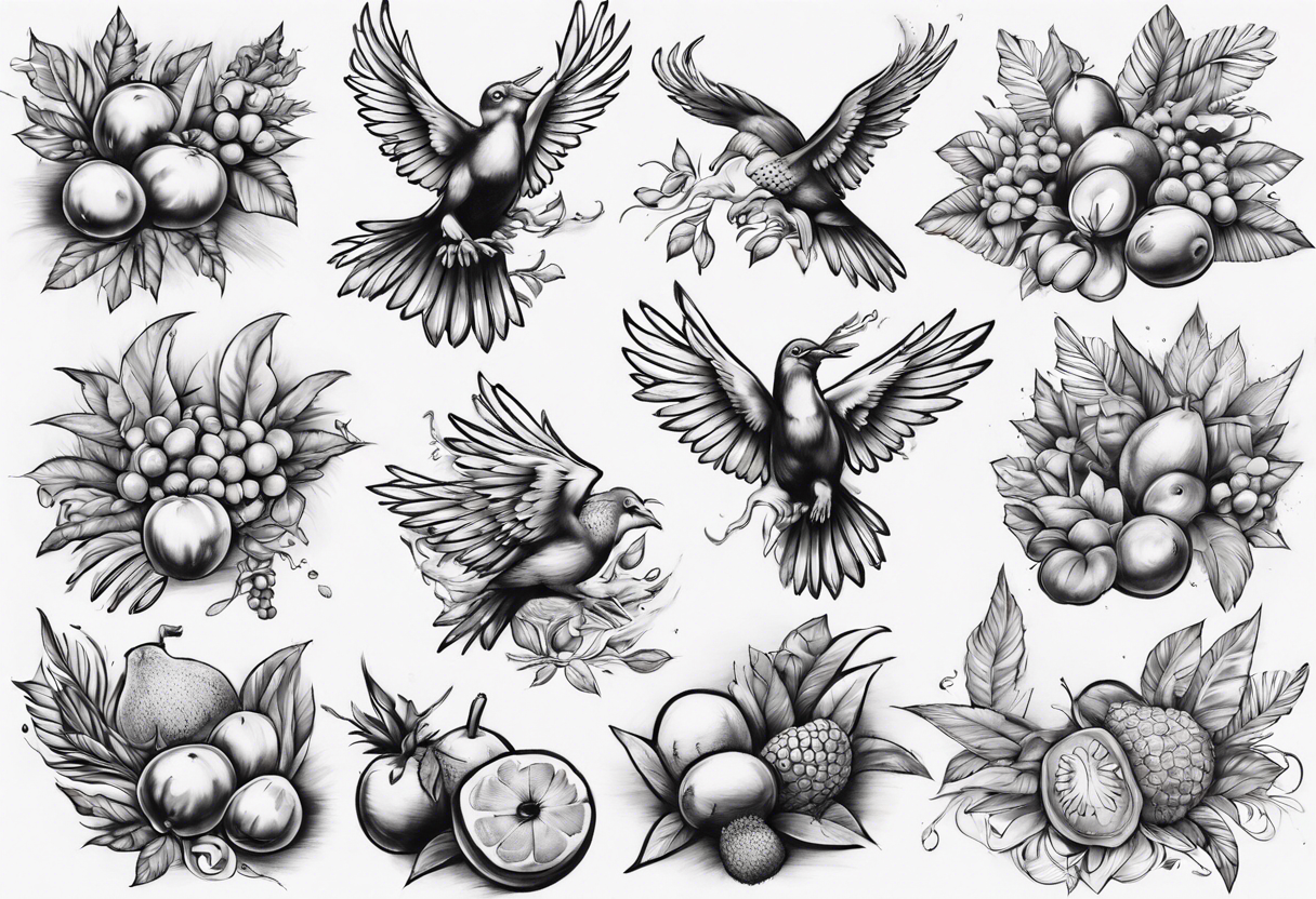 A half sleeve that includes Jamaica, Maybe the national bird or the national fruit. Also maybe something to do with family. tattoo idea