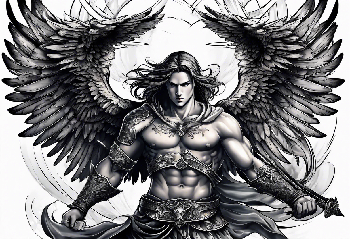 Angel warrior tattoo fighting tattoo idea