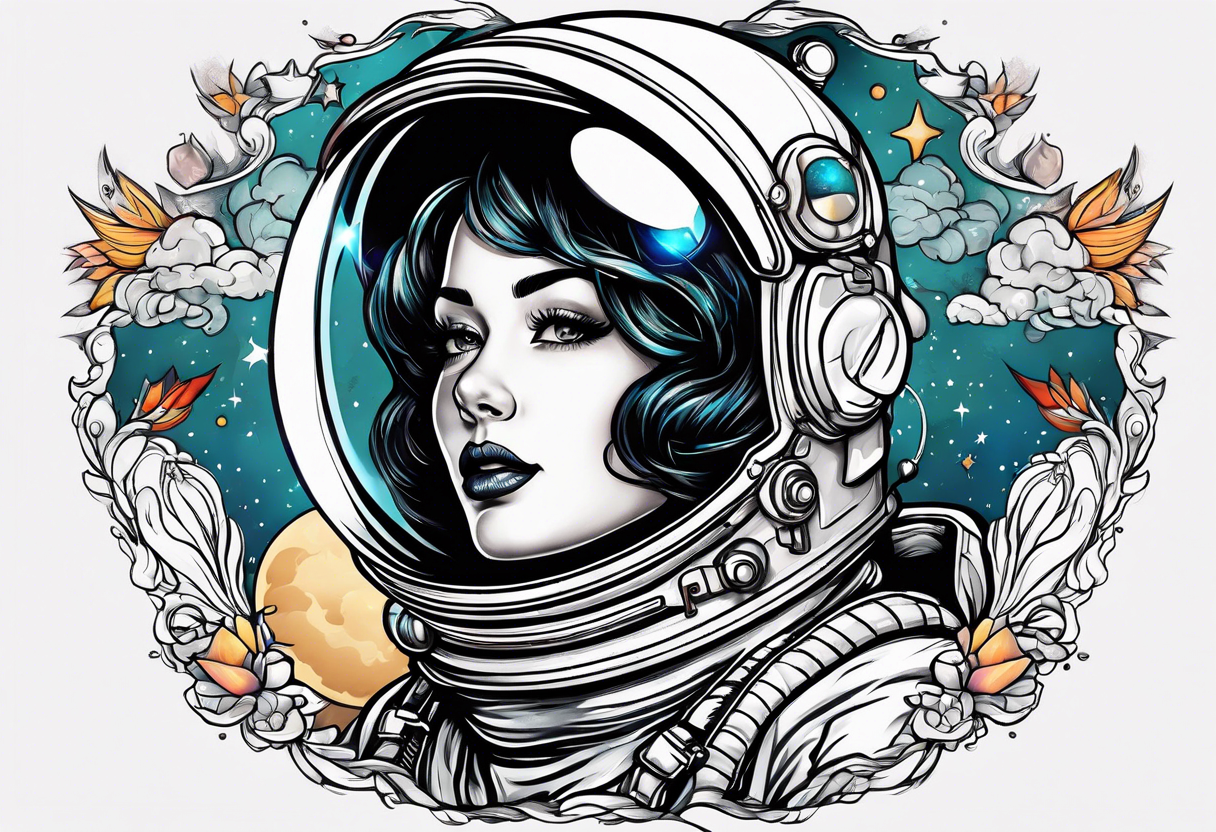 Astronaut pinup girl tattoo idea