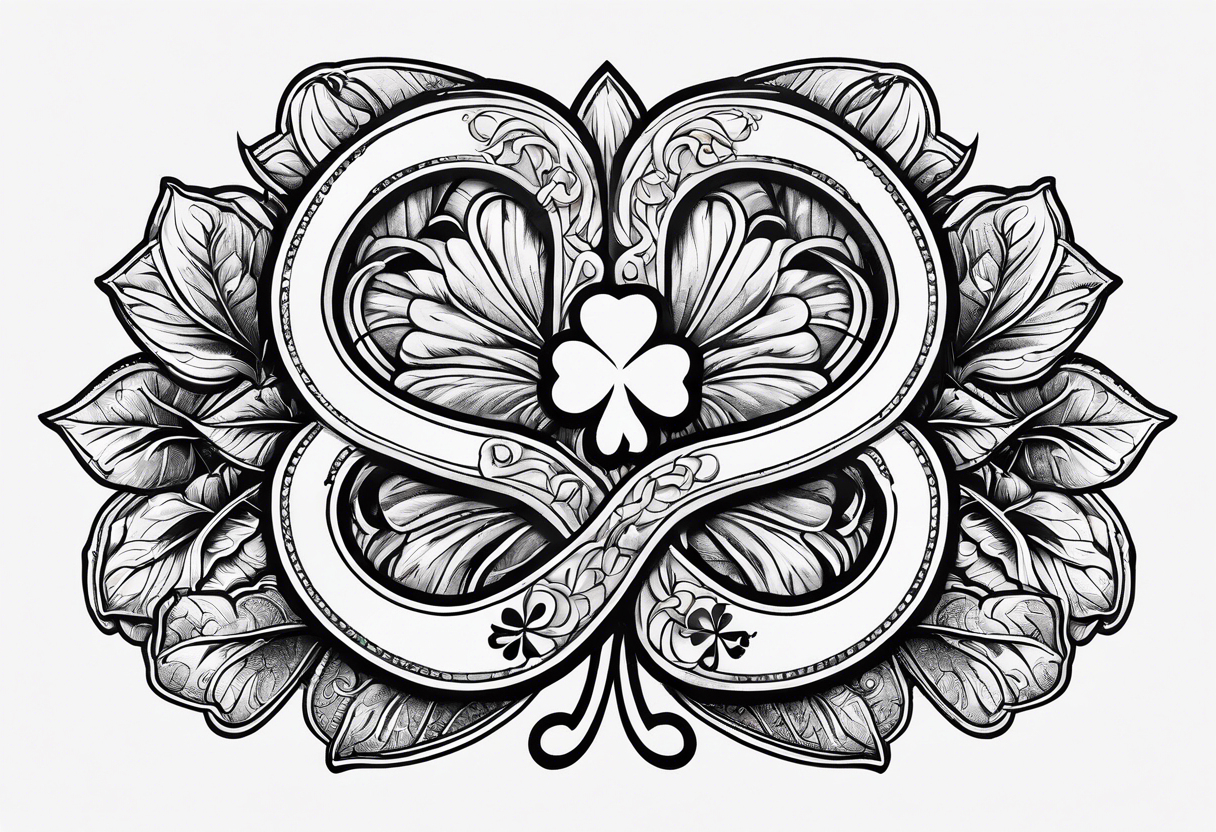 4 leaf clover with horseshoe and dice tattoo idea