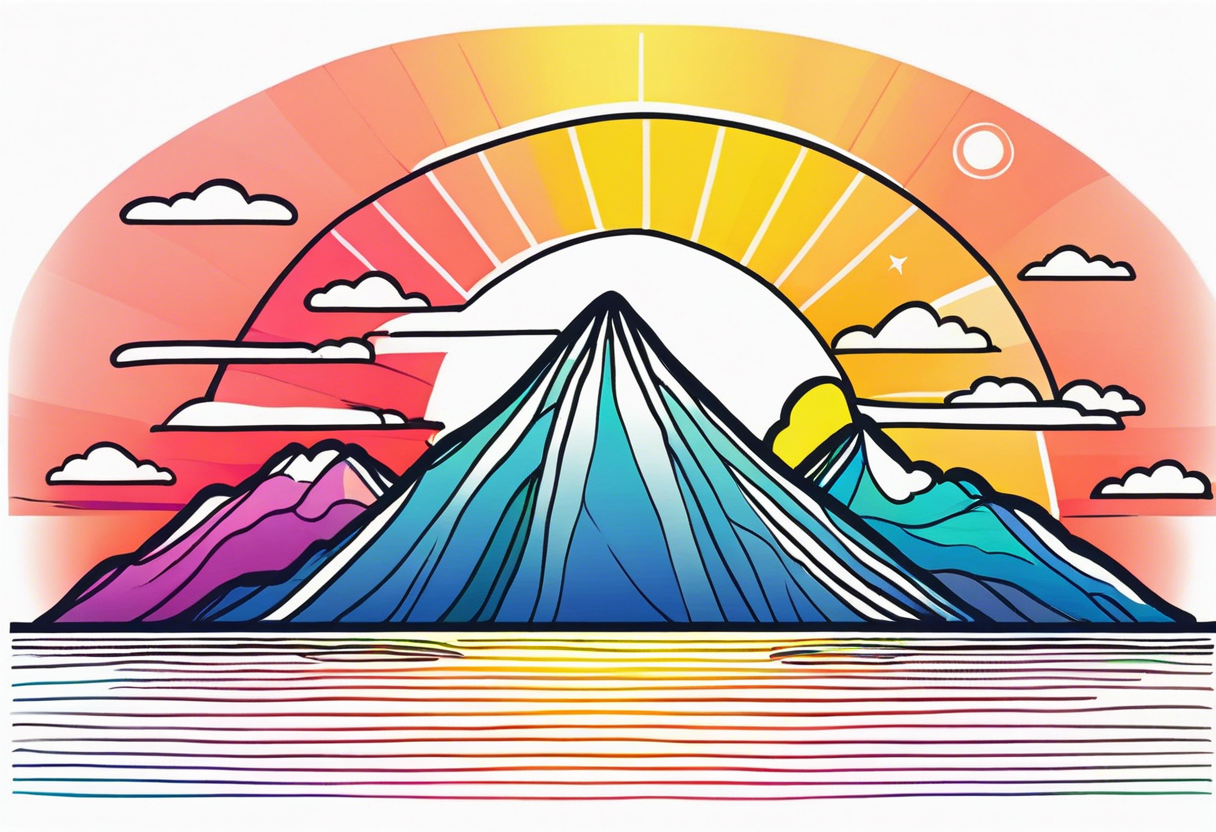 minimalistic sunrise with rainbow tattoo idea