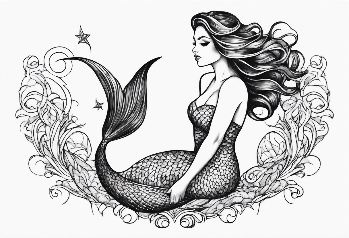 Draw me a nice magical mermaid fish tail tattoo idea