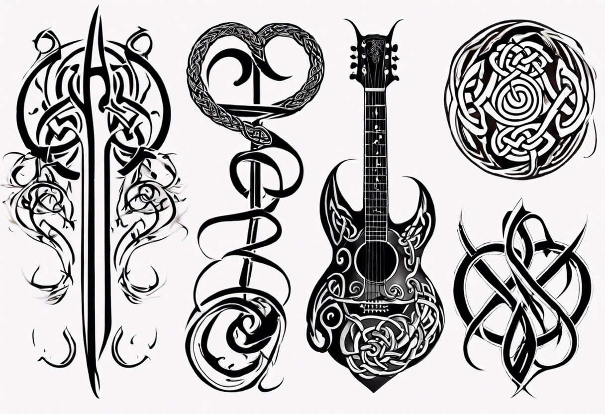 Electric guitar tattoo idea | TattoosAI