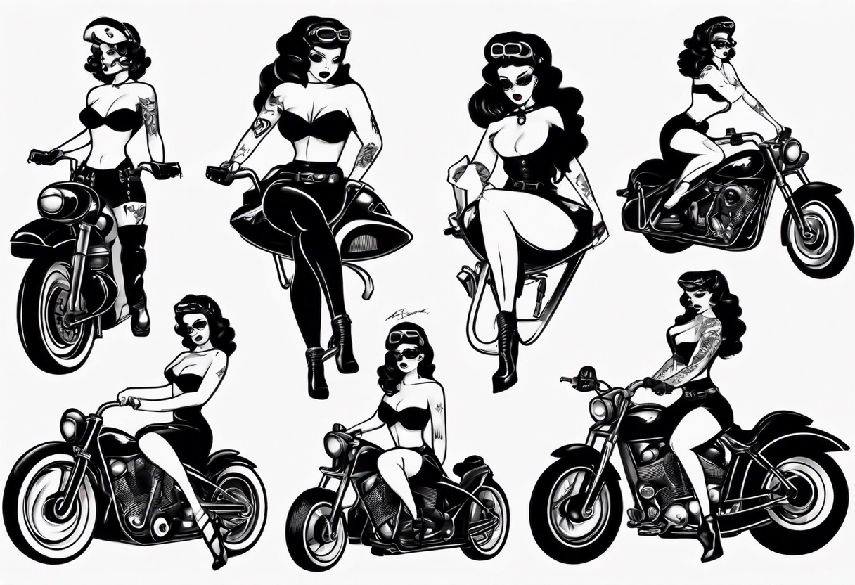 Pinup doll biker girl tattoo idea