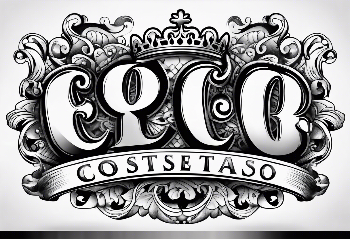 Costa in big bubble letters with a crown on top them tattoo idea