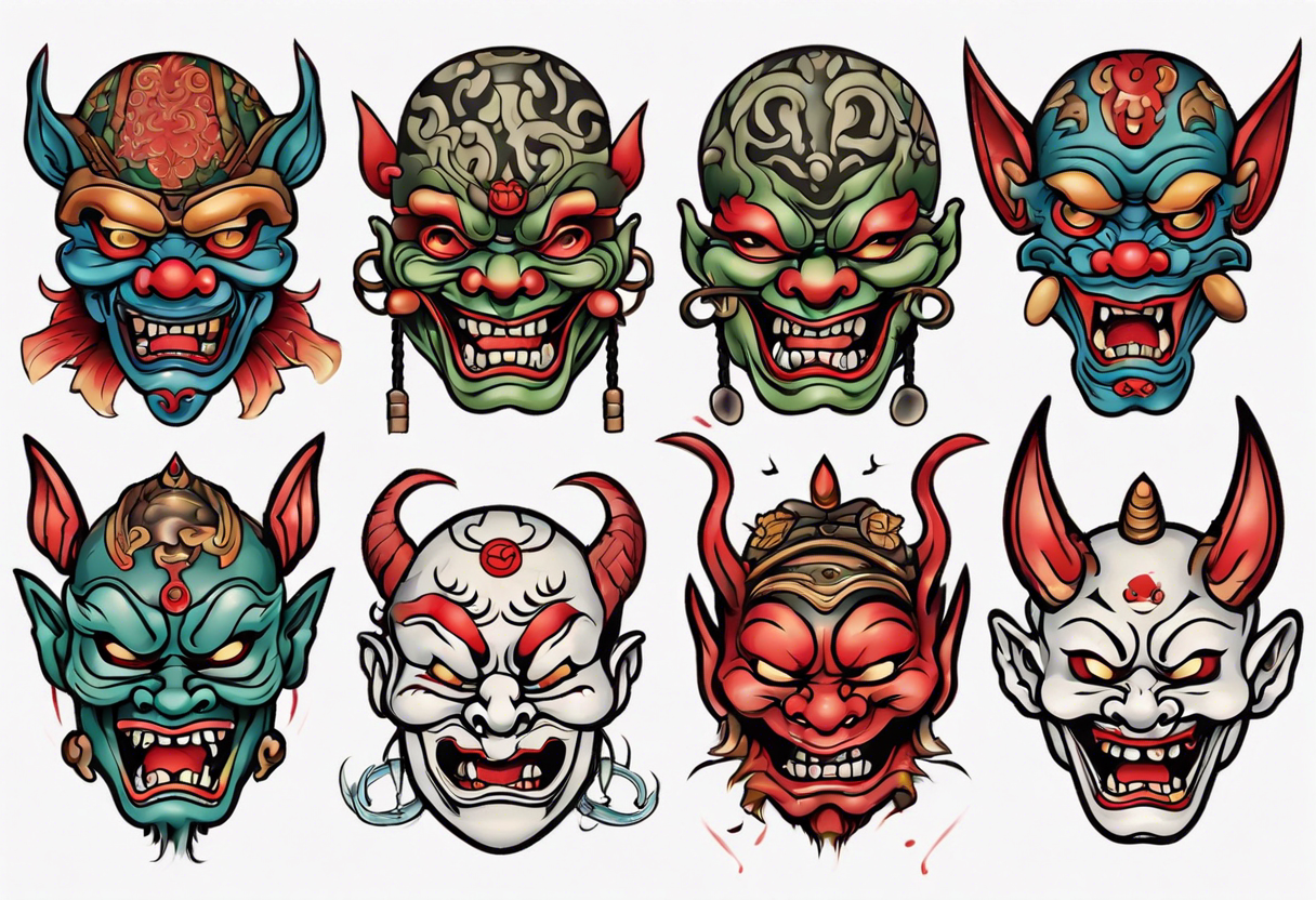 Traditional Korean Goblin mask tattoo idea