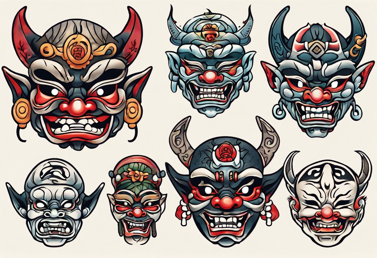 Traditional Korean Goblin mask tattoo idea