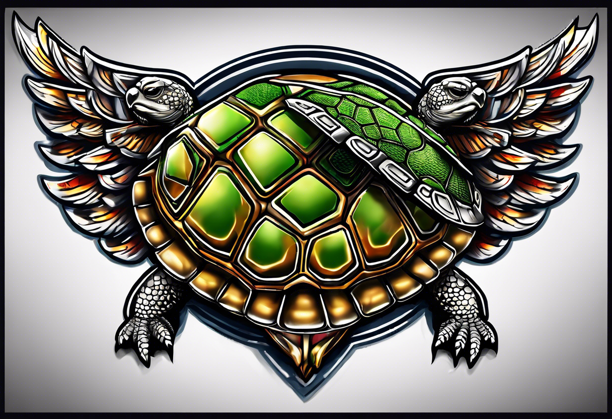 Turtle with wings logo for a baseball team called “Tri City Turtles” tattoo idea