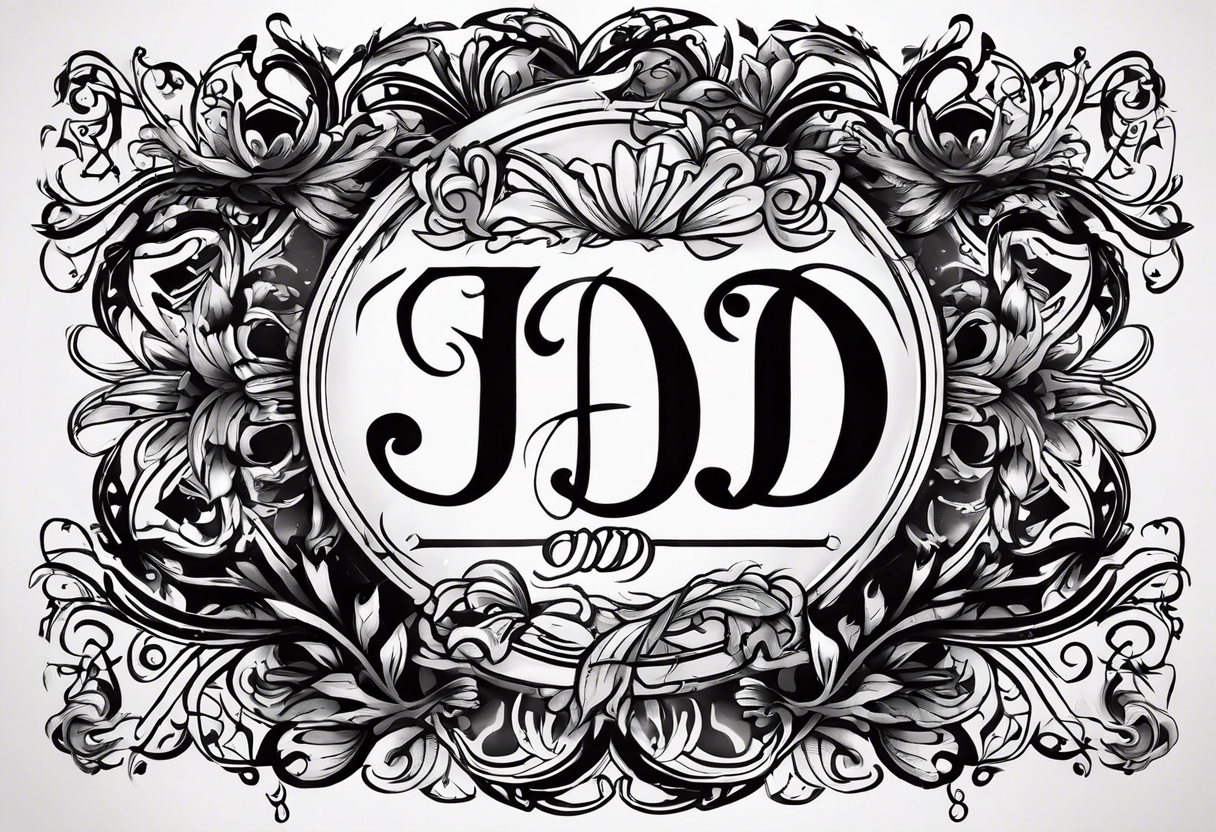 I want to design a tattoo that has the letters A, J, D, E mixed together like a design in harmony with old chaligraphy. I don't want additional images but just the letters tattoo idea