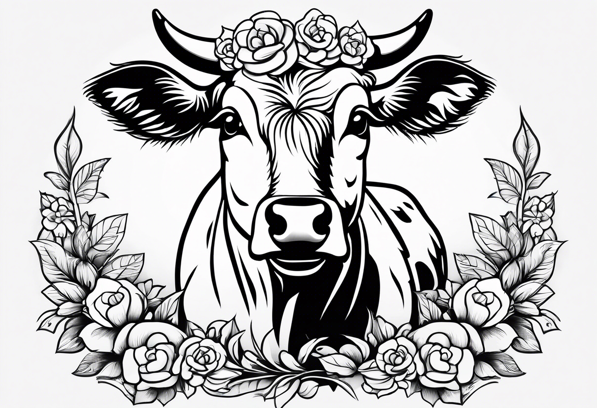 cute cow tattoo idea