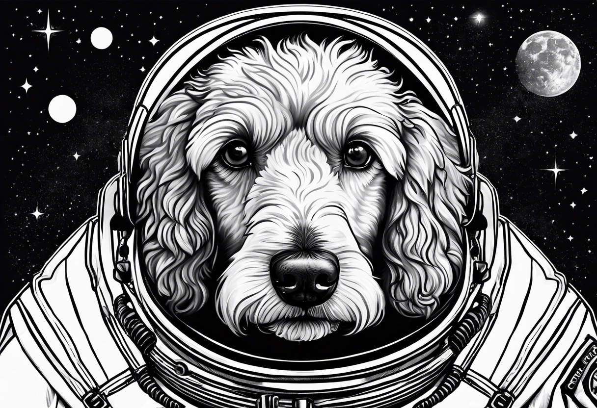 poodle mix dog in a space suit tattoo idea