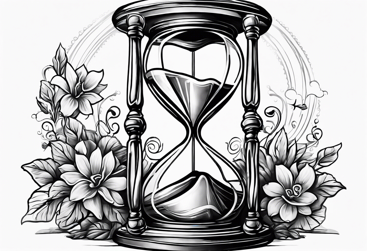 carpe diem hour glass that represent kid adult old tattoo idea