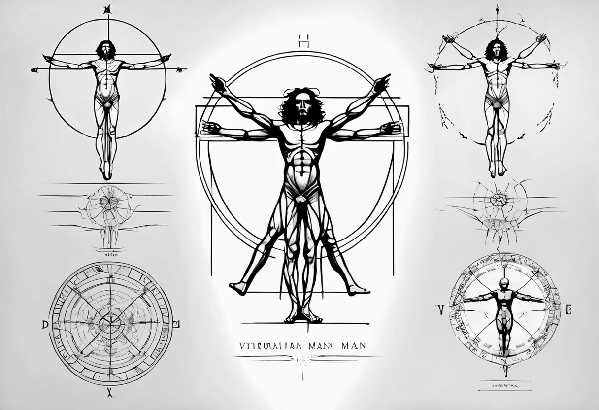 Simple vitruvian man tattoo idea