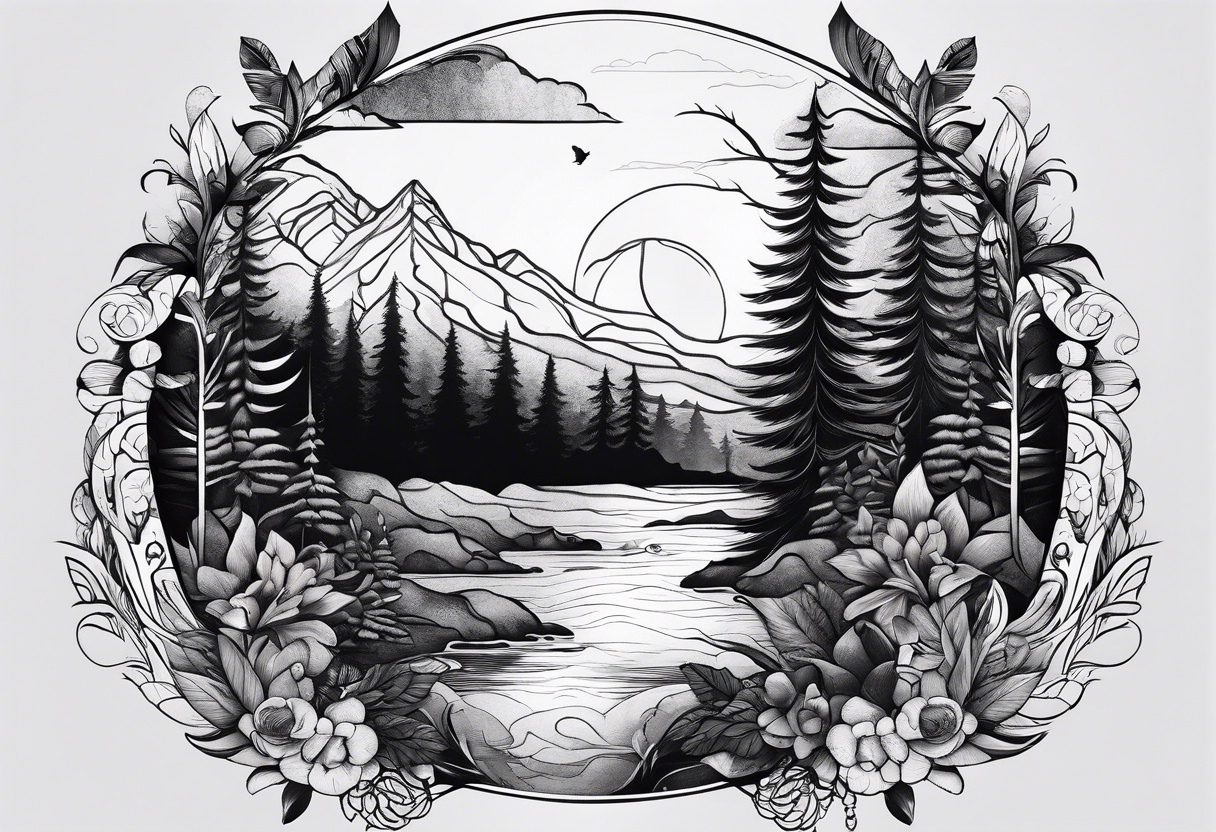 tatoo whit forest and beach tattoo idea