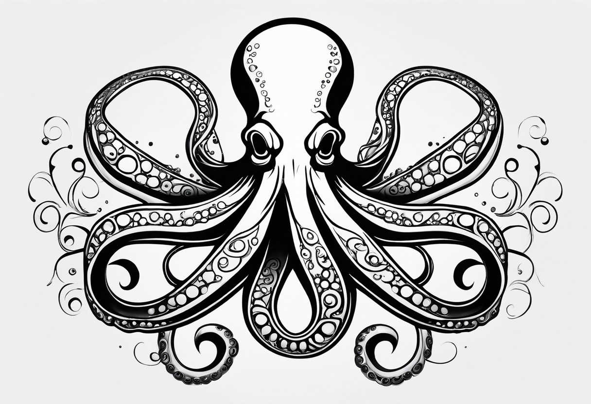 A simple, stylized outline of an octopus. This design is sleek and modern, suitable for a smaller tattoo or a subtle placement. tattoo idea