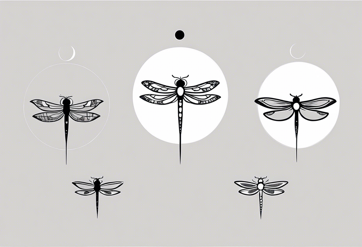 - all Moon phases with small dragonfly vertical, tattoo idea