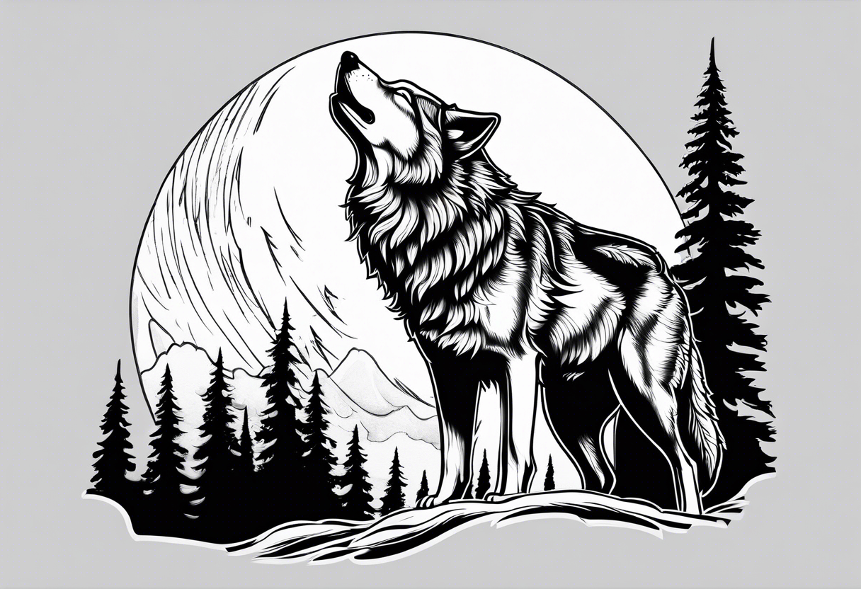 howling wolf tattoo idea