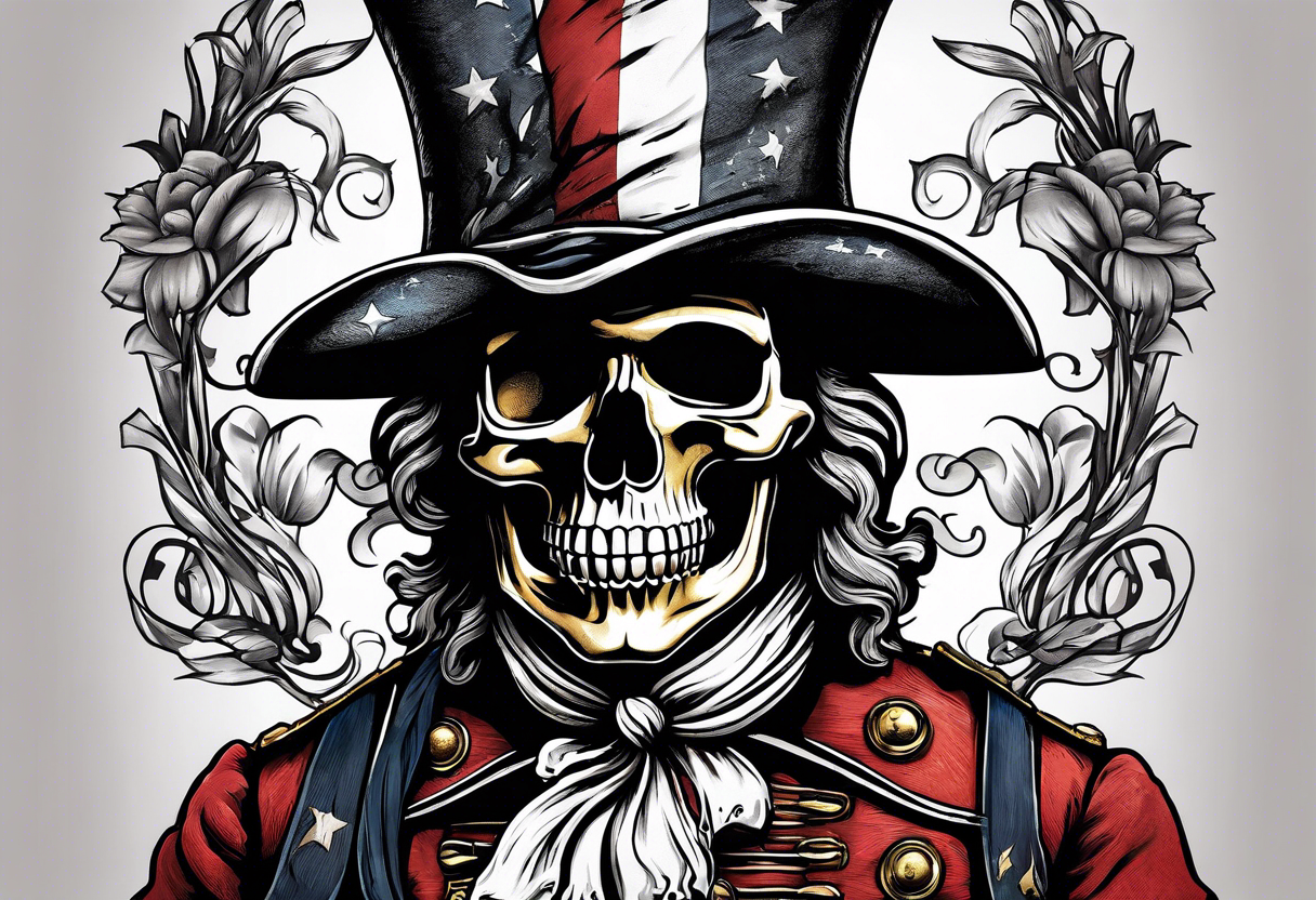 charging 
revolutionary war colonial soldier, Skull face,  Ar-15,  Liberty Bell Liberty or death tattoo idea