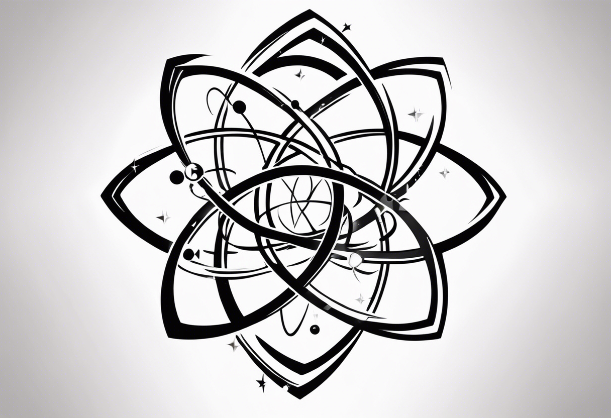 atom with quantum wave of electrons tattoo idea