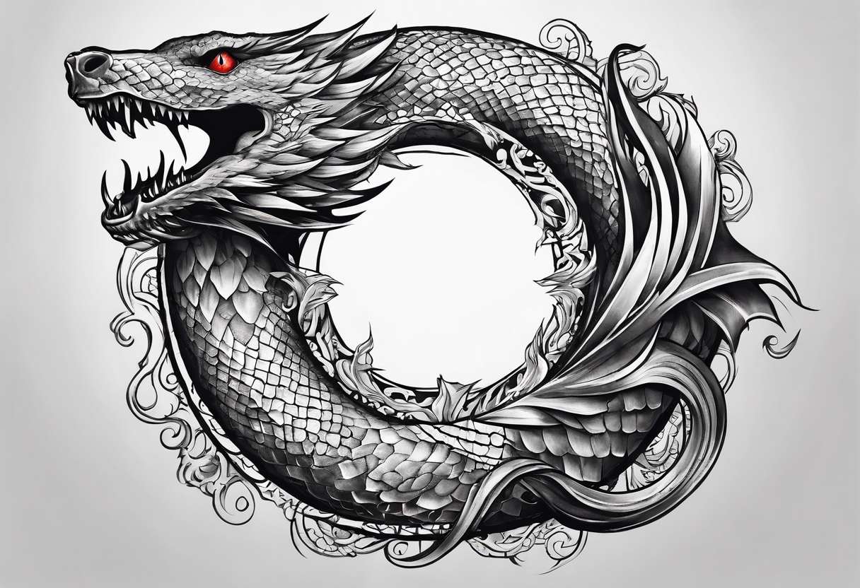 ouroboros dead, with neck cut off tattoo idea