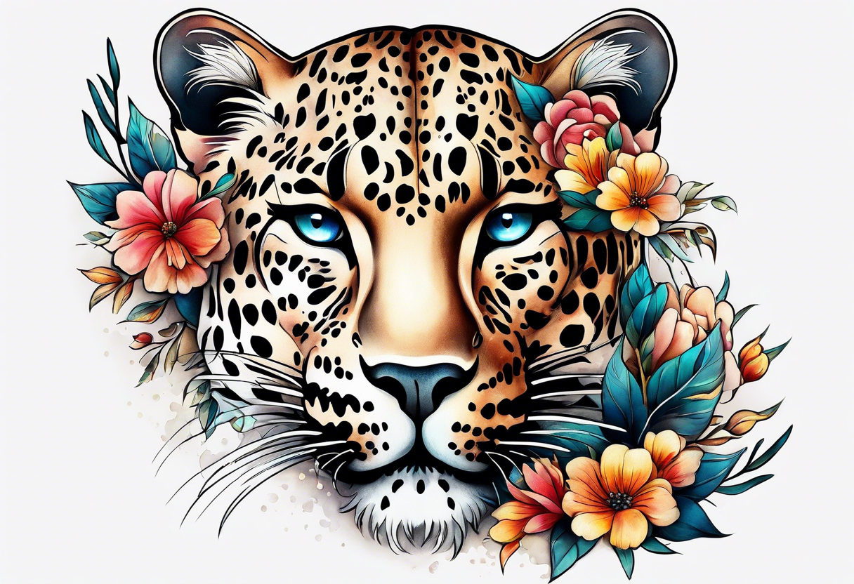 leopard is made out of vintage floral flowers tattoo idea